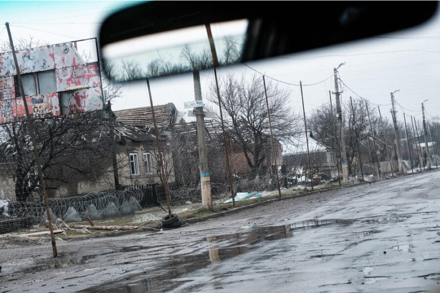 Colpita un'area residenziale del villaggio di Maidan