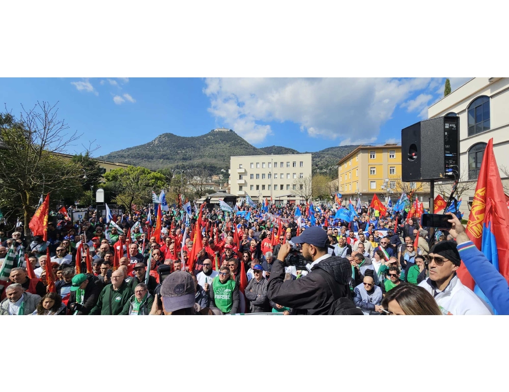 Migliaia in corteo a Cassino per difendere lo stabilimento Stellantis