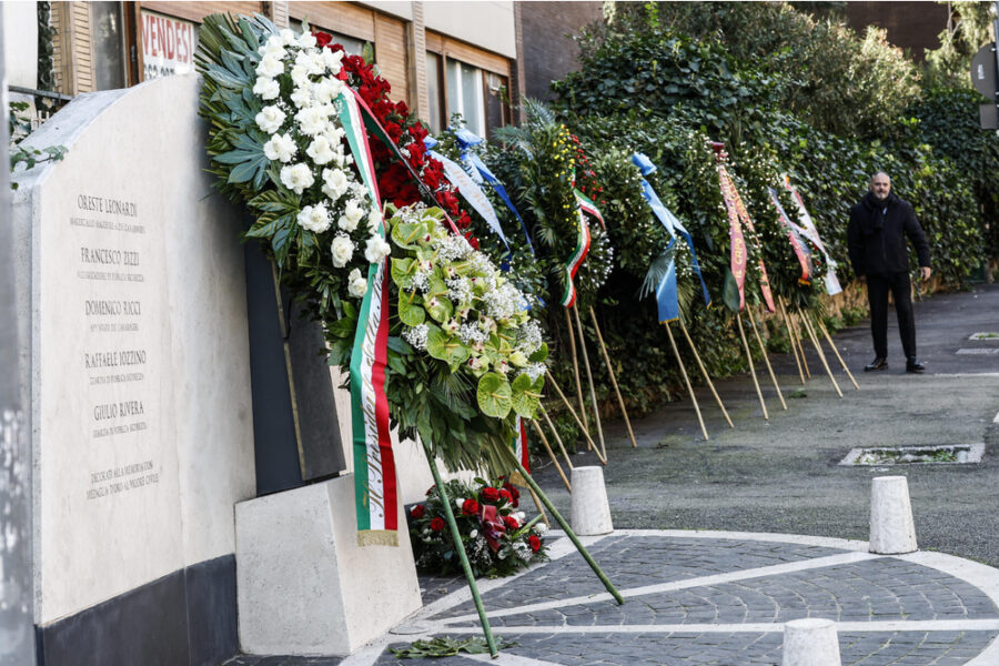 Il ministro omaggia carabinieri e poliziotti morti nell'agguato del 16 marzo 1978