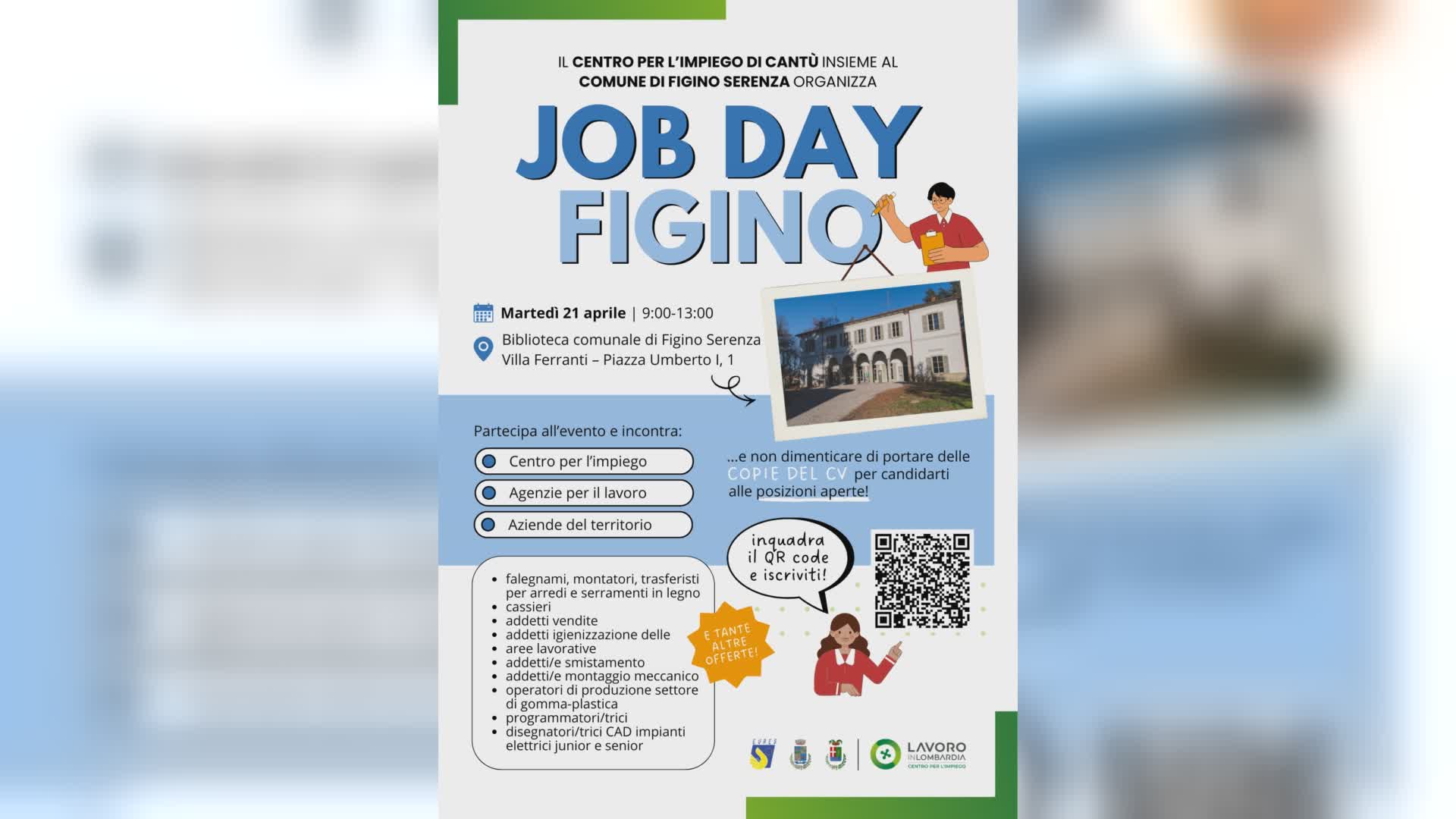 Figino Serenza, martedì 21 aprile il nuovo Job Day organizzato dal Centro per l’Impiego della Provincia di Como