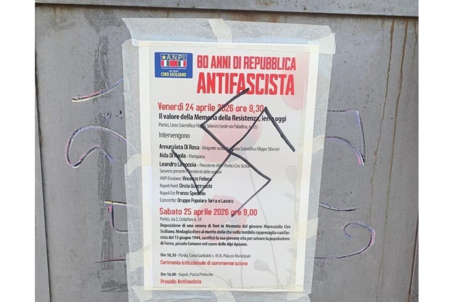 Disegnata sul volantino che annunciava le iniziative per la festa della Liberazione