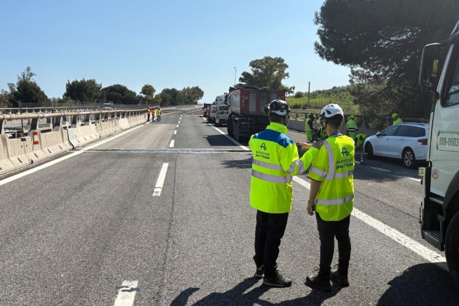 Installata una corsia in deviazione lungo la carreggiata nord