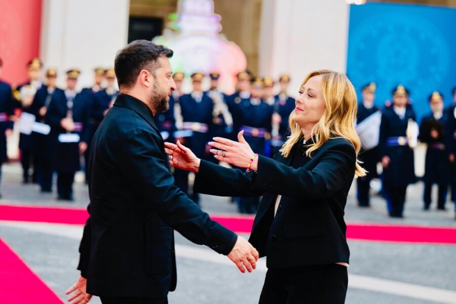 La premier incontra il presidente ucraino a Palazzo Chigi alle 15.30