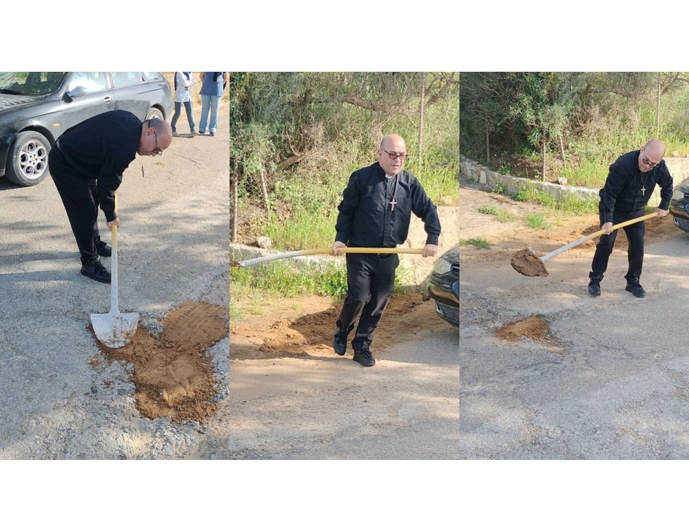Parroco ripara buche strada, ‘rischio una multa ma la gente ha bisogno’