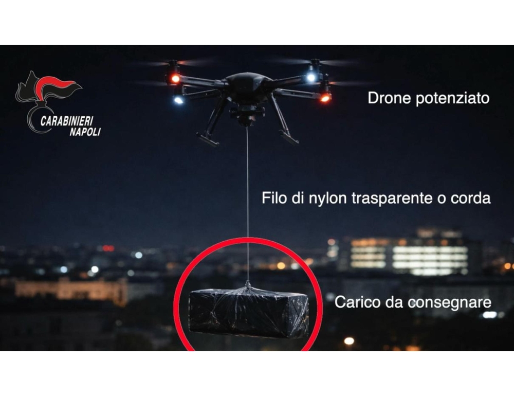 Sequestrato a Napoli drone con telefoni e droga, business hi-tech dei clan