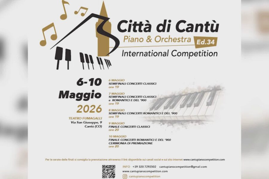 Cantù, al via la 34a edizione del concorso pianistico. Per la prima volta un palco a Bruxelles
