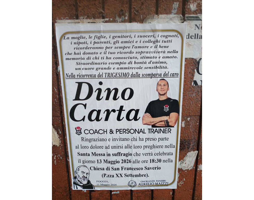 Personal trainer ucciso, a Foggia tanti portano fiori a un mese dal delitto