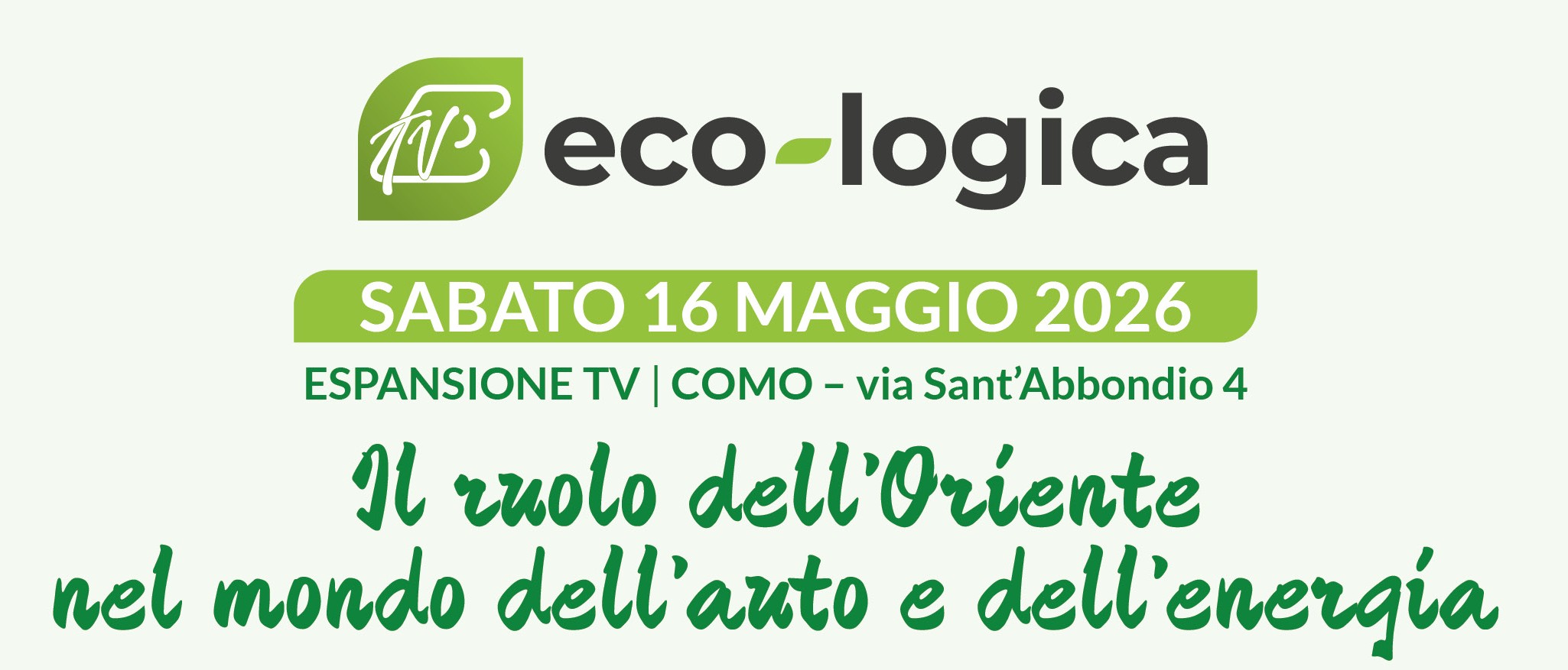 Domani, sabato 16 maggio torna a Etv l’evento Eco-Logica