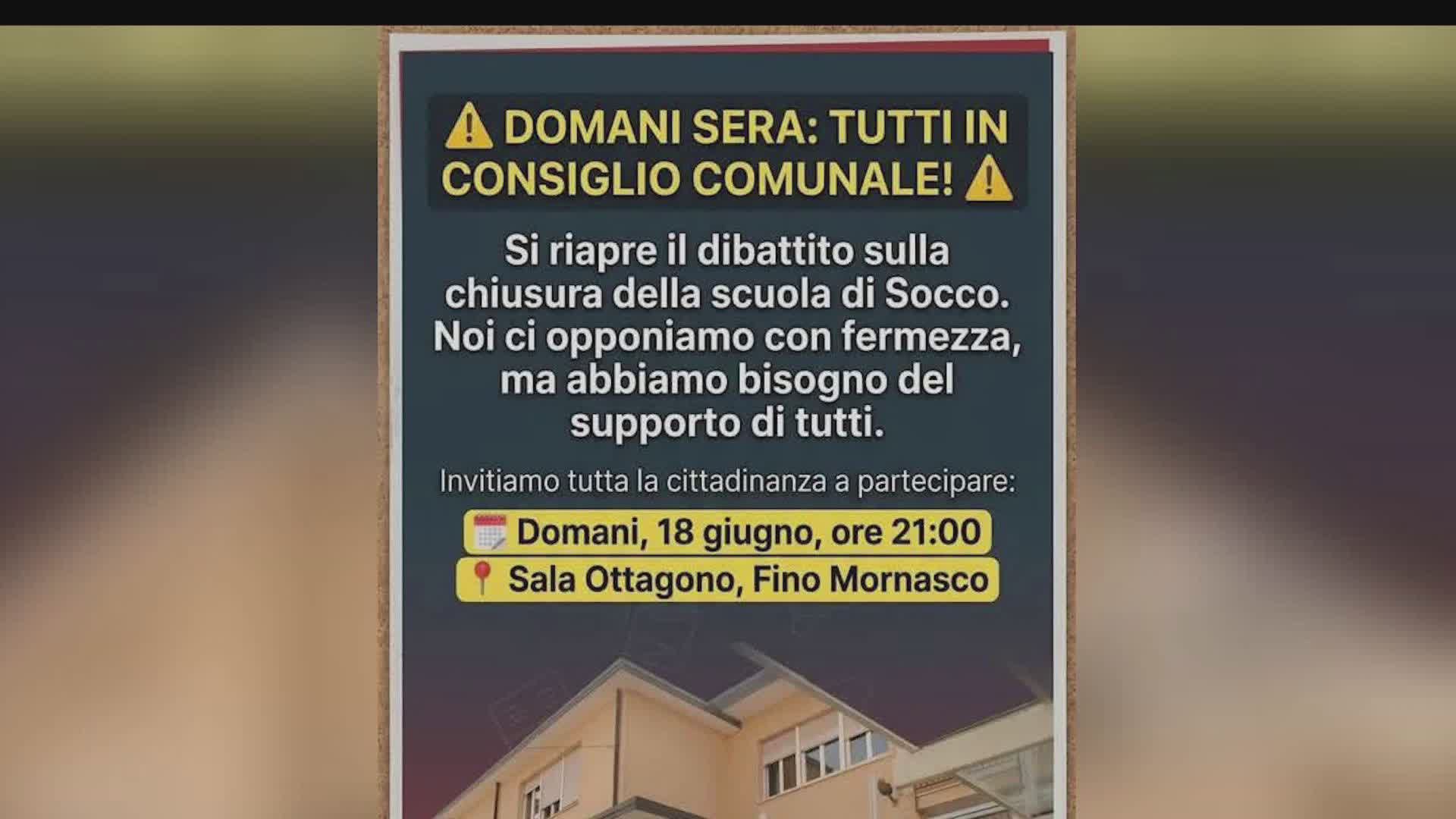 Domani consiglio comunale a Fino Mornasco sul futuro dell’elementare di Socco