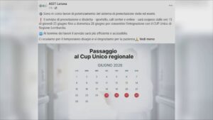 Asst Lariana, prenotazioni sospese. Lo stop per l’attivazione del Cup unico regionale