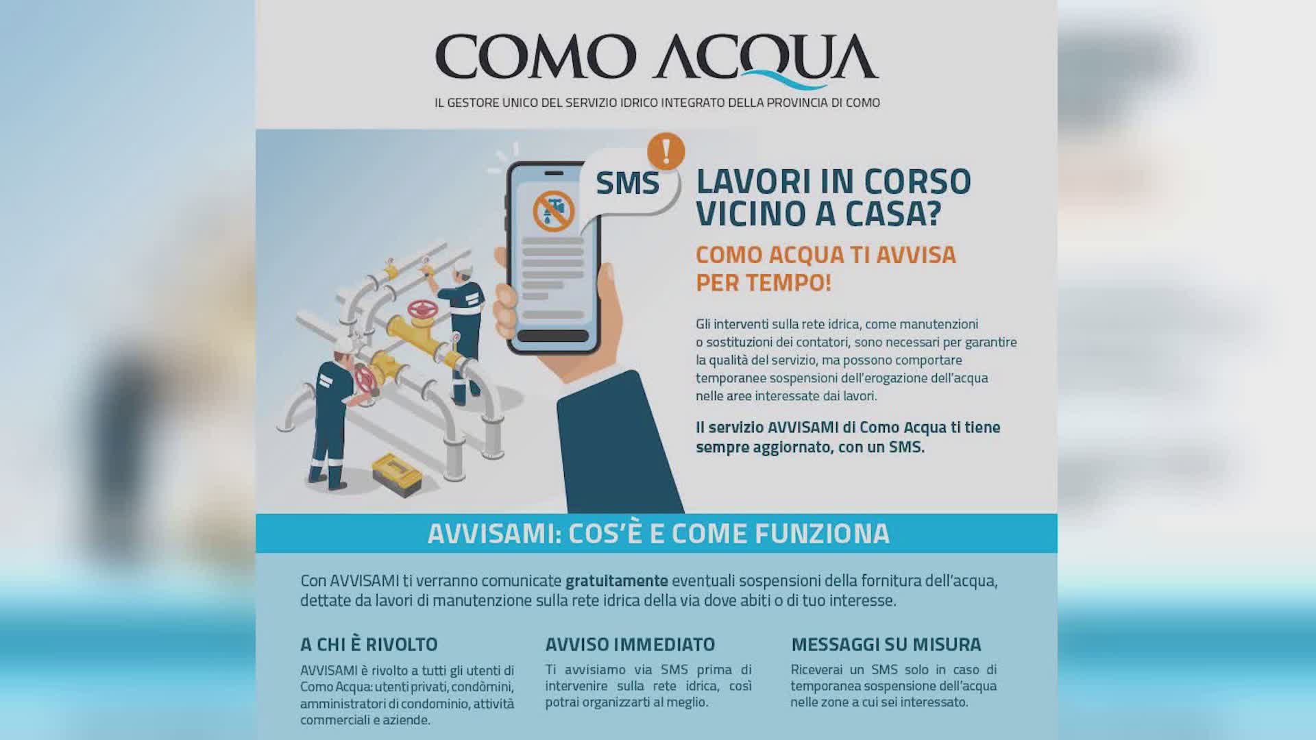 Avvisami, il nuovo servizio di Como Acqua per ricevere informazioni precise e gratuite