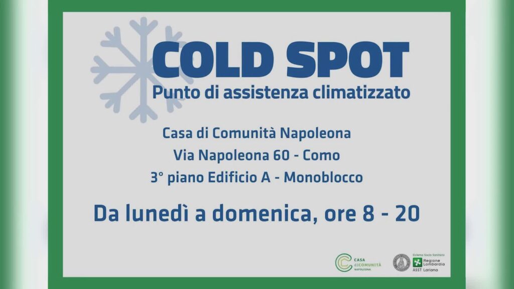 Caldo, Cold Spot attivo da domani alla Casa di Comunità Napoleona