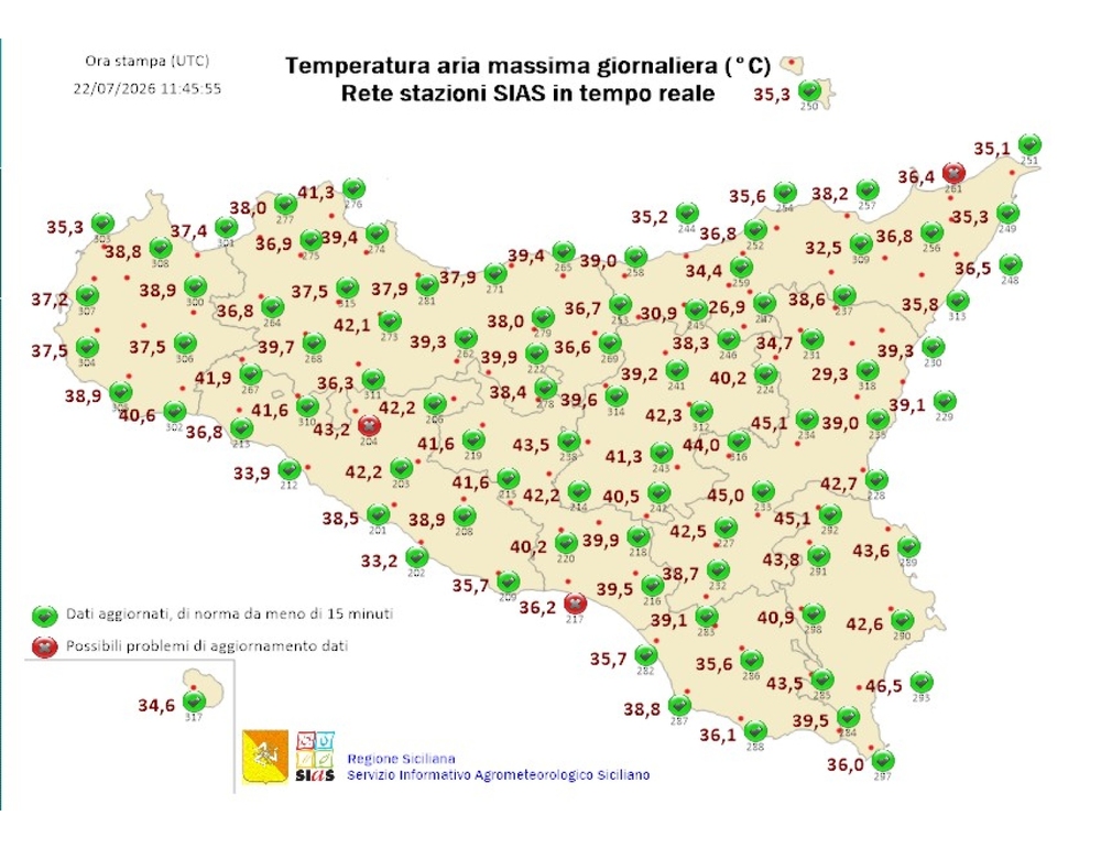 Ancora caldo in Sicilia, il termometro supera i 46 gradi a Siracusa