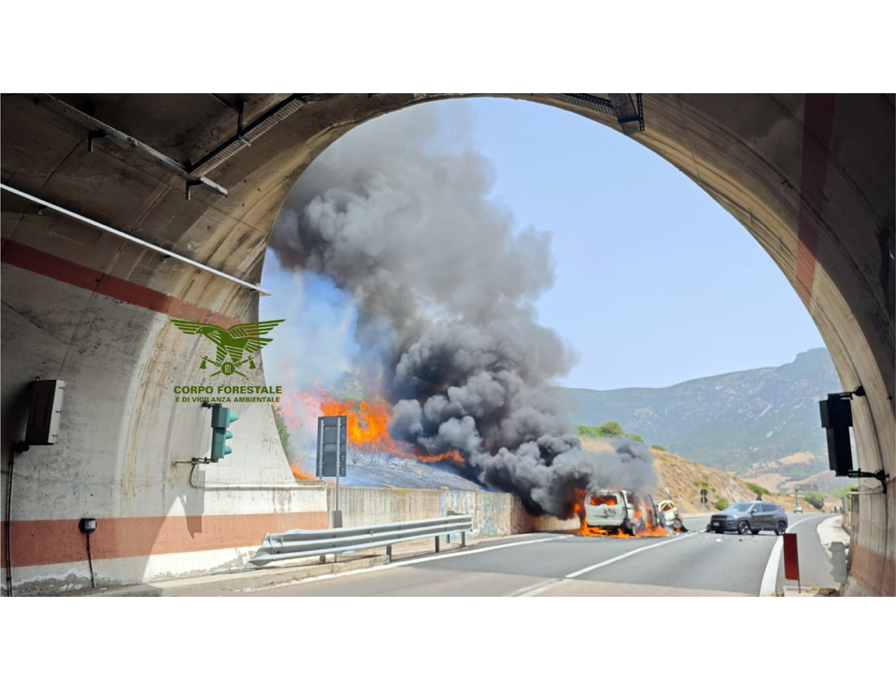 Auto in fiamme innesca un incendio vicino a statale nel Cagliaritano