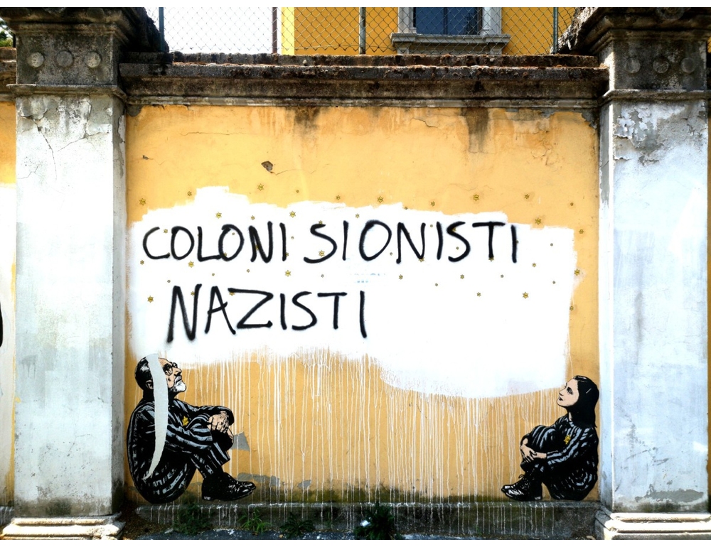 ‘Coloni sionisti nazisti’, scritta su un murales per il Giorno della Memoria a Milano