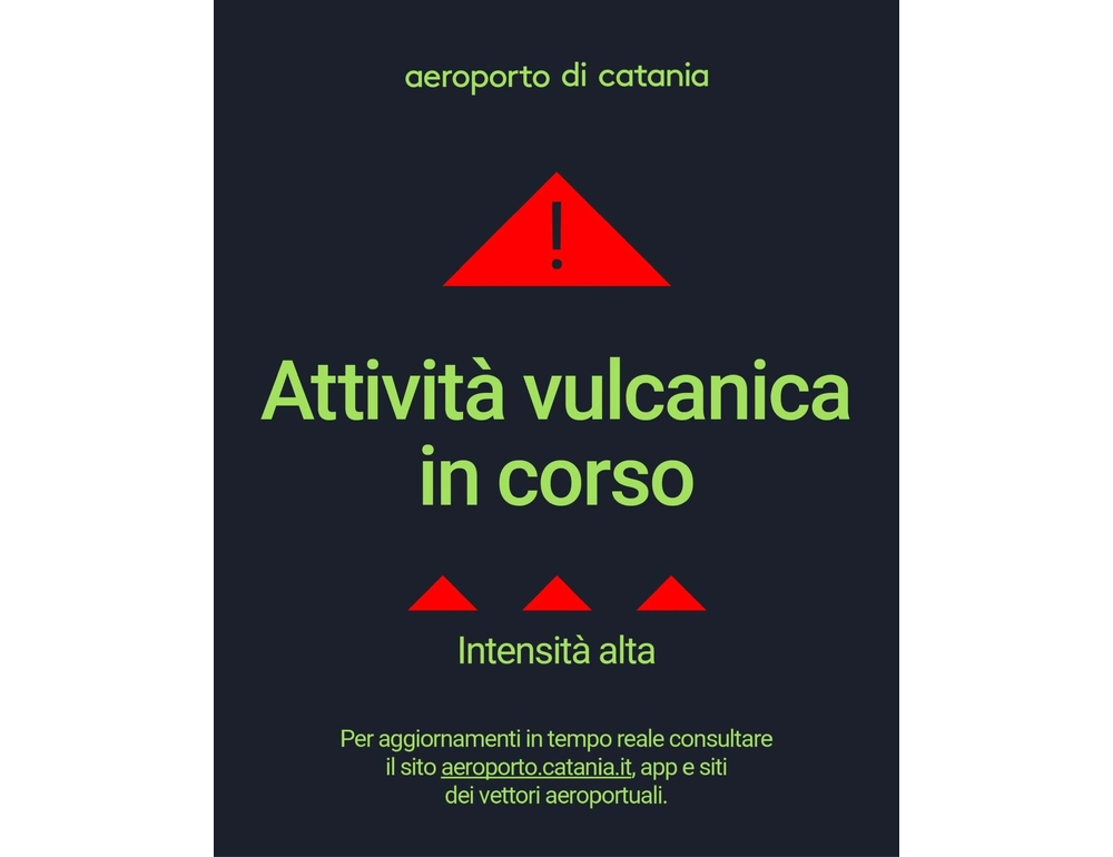 Emissione cenere sull’Etna, atterraggi sospesi a Catania fino alle 21