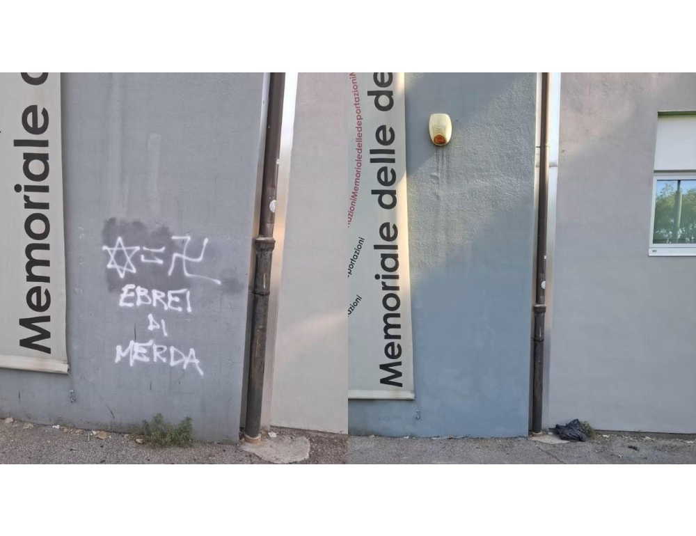 Scritte contro gli ebrei al Memoriale di Firenze sulla Deportazione