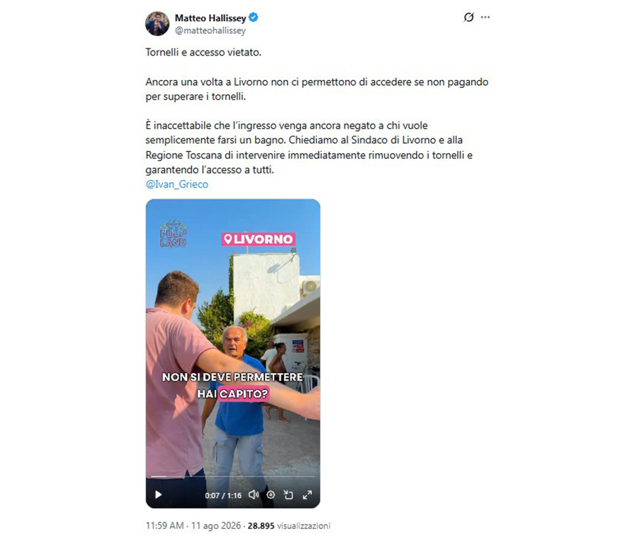 Tornelli in spiaggia, Comune Livorno attacca video di Halissey ‘Scorretto’