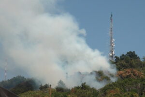 Como, incendio sul Monte Goi: elicottero e vigili del fuoco in azione