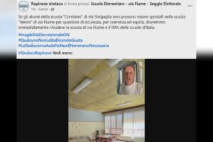 Rapinese: “Se via Fiume non va bene, per coerenza dovremmo chiudere il 90% delle scuole d’Italia”