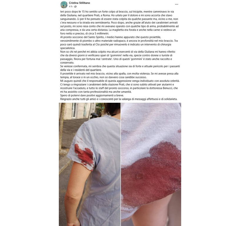 Donna ferita da piombino a Roma, in caserma il presunto responsabile