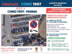 Verso Como-Parma, primi divieti da oggi. Domani chiuso il parcheggio di Lazzago