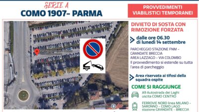 Verso Como-Parma, primi divieti da oggi. Domani chiuso il parcheggio di Lazzago