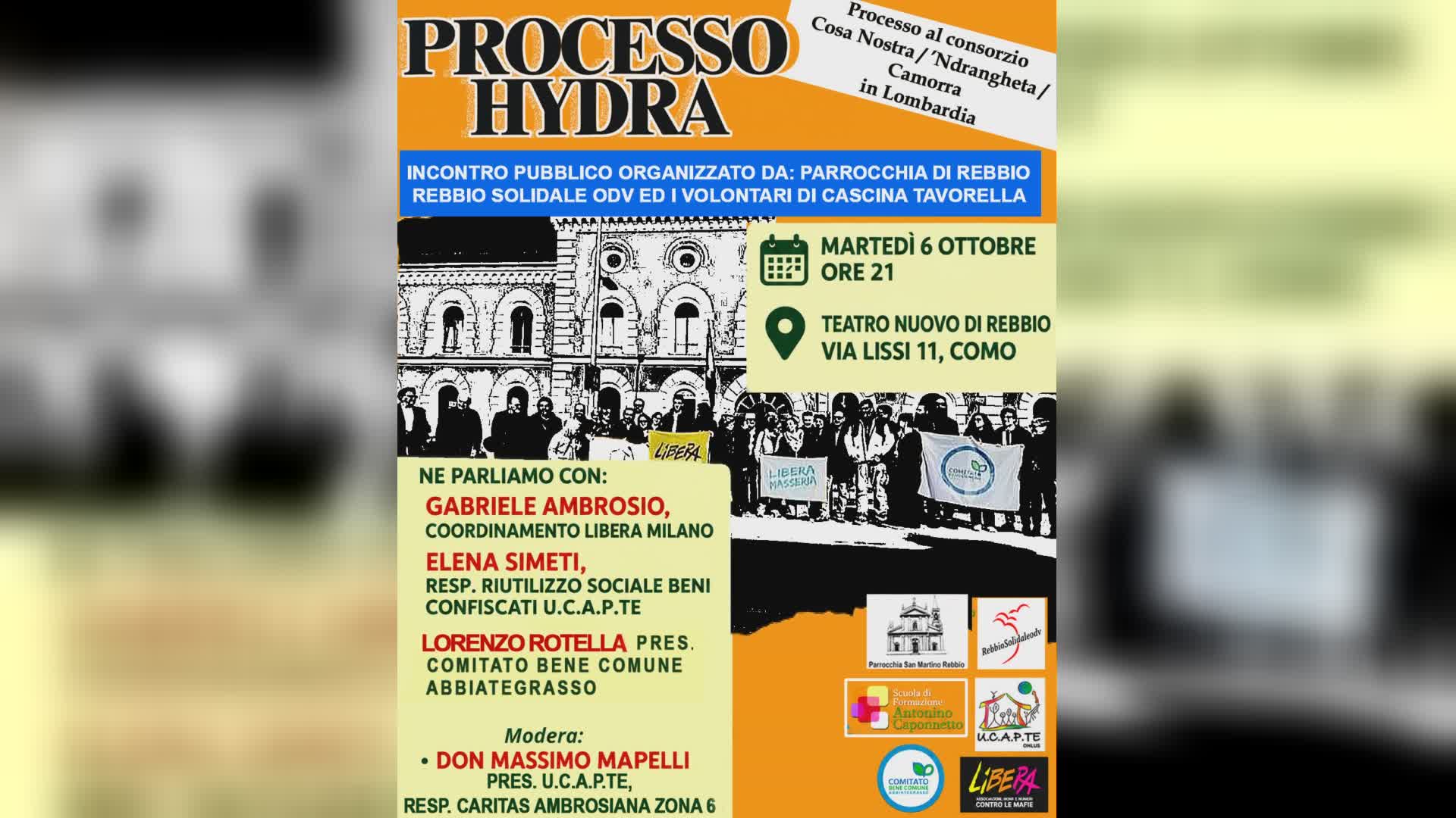 La mafia in Lombardia, al Teatro Nuovo di Rebbio domani una serata sul processo Hydra