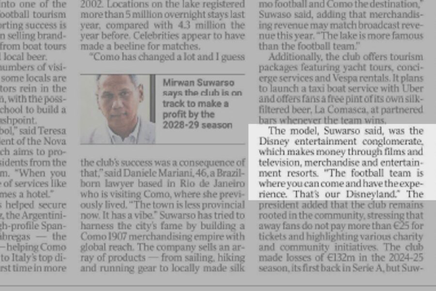 Tra calcio e boom turistico, Como come Disneyland? L’articolo del Times che guarda al futuro