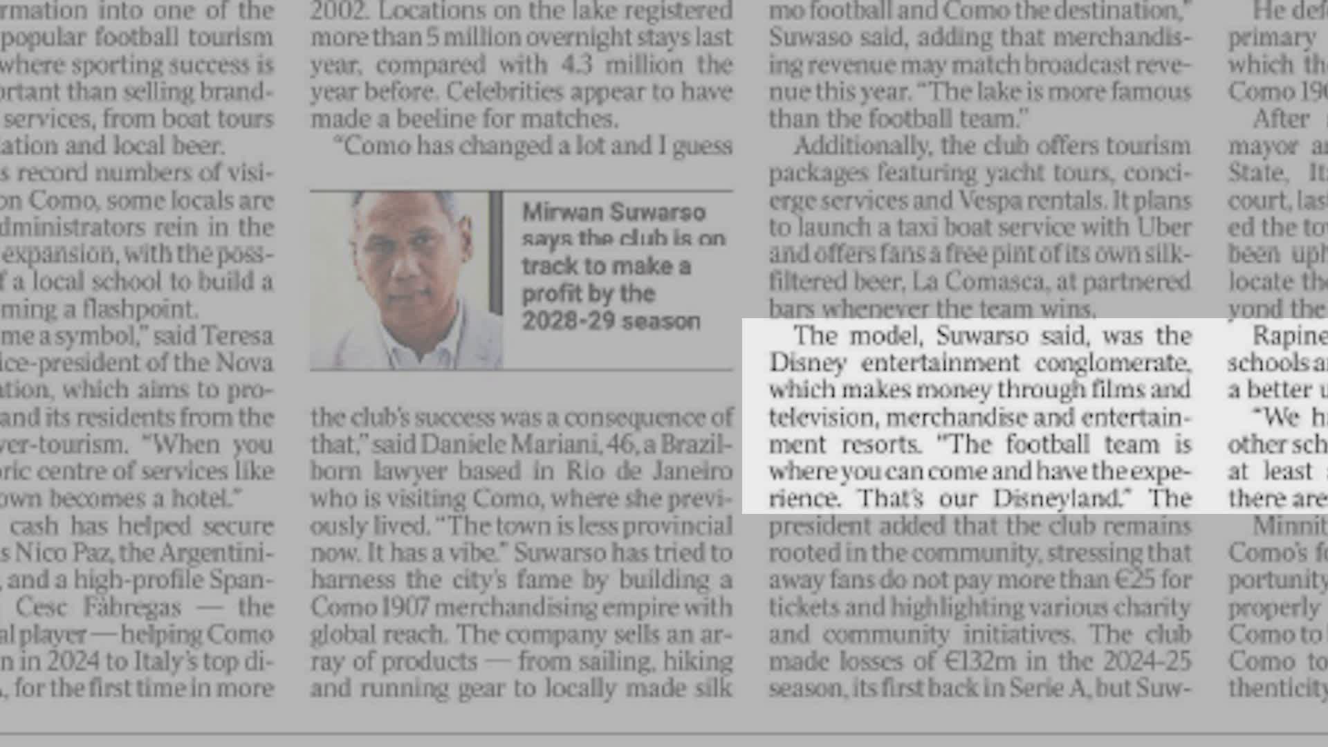 Tra calcio e boom turistico, Como come Disneyland? L’articolo del Times che guarda al futuro