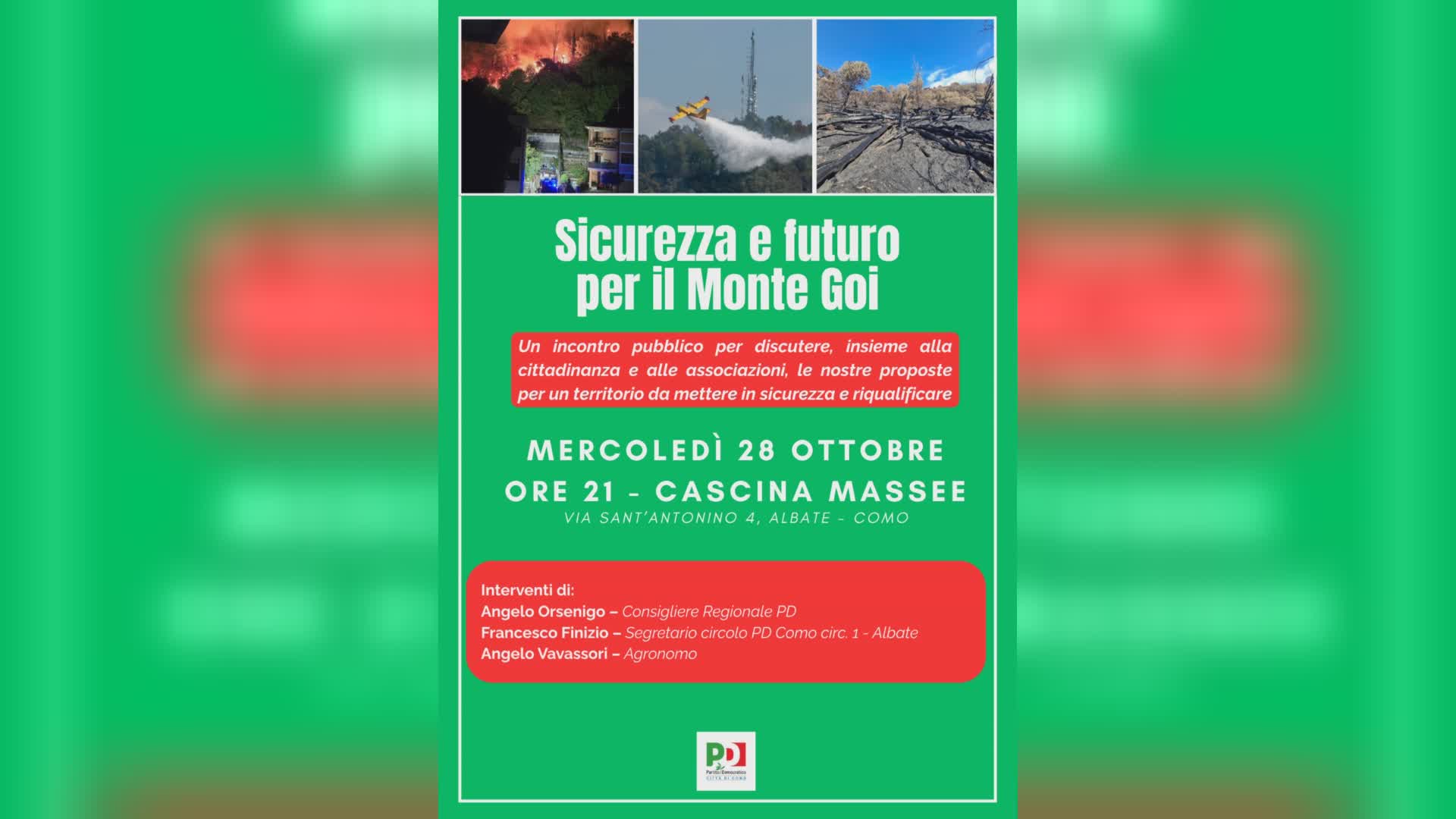 “Sicurezza e futuro per il Monte Goi”; mercoledì l’incontro promosso dal Pd alla Cascina Massee