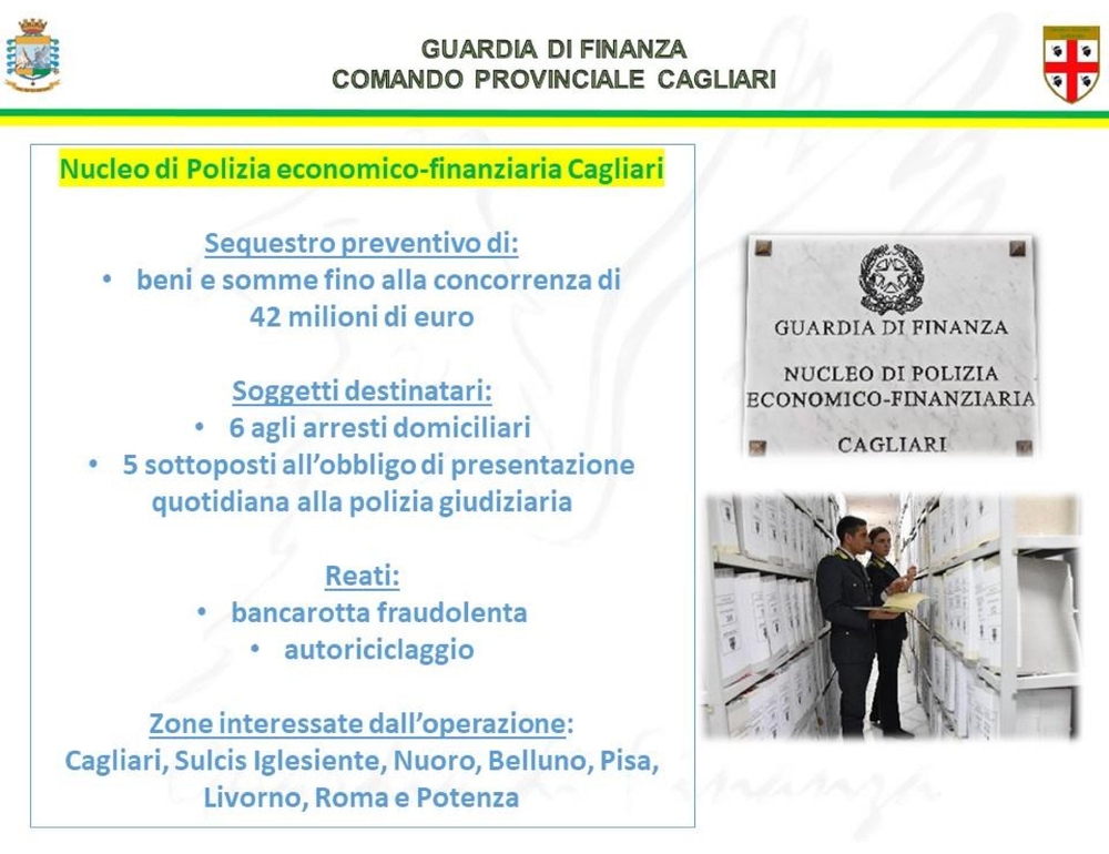 Gdf Cagliari, bancarotta e riciclaggio in crack da 78 milioni di euro