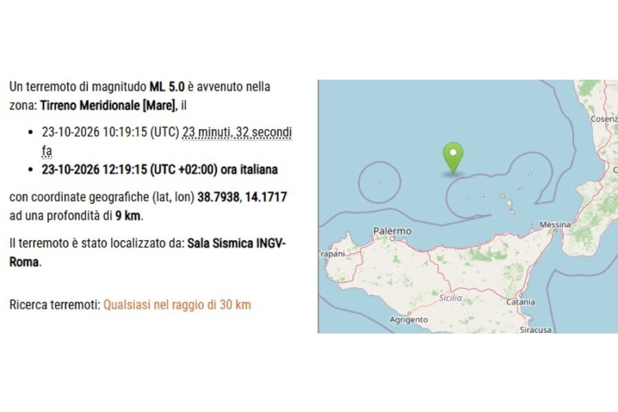 L'epicentro sempre in mare al largo delle Eolie